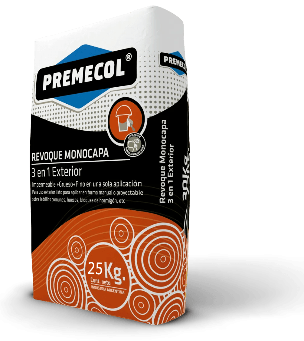 Revoque monocapa 3en1 25 kgs Premecol 